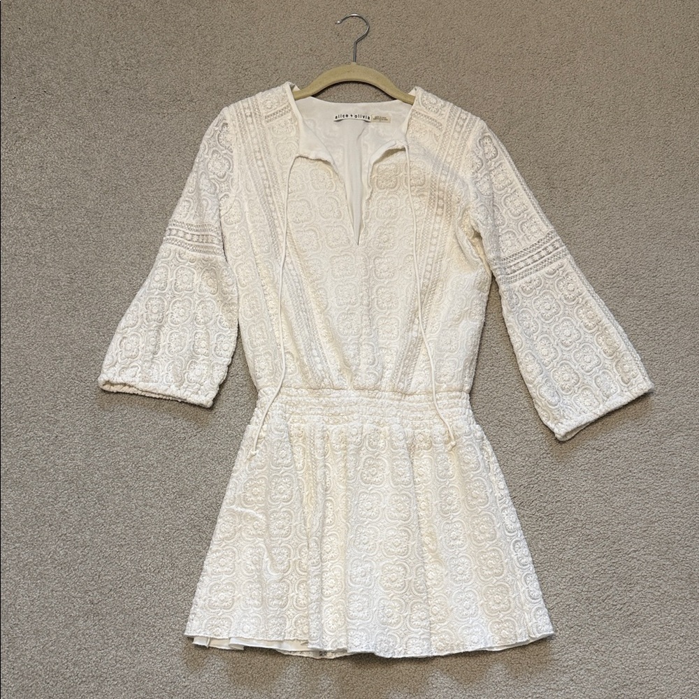 Alice + Olivia Margaux White Drop Waist Dress - Size 0